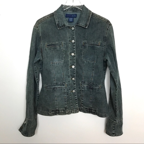 Miste Blue Denim Jacket Button Closure Pockets M - Picture 4 of 8